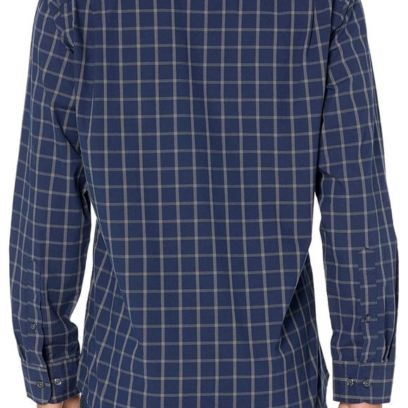 Men's Regular-Fit Long-Sleeve Casual Poplin Shirt Size XXL Navy Windowpane - Picture 4 of 8